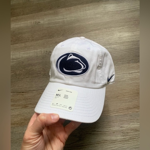 NWT Nike Penn State Club Cap Golf Hat White Blue Adult Size M L New - Picture 2 of 8
